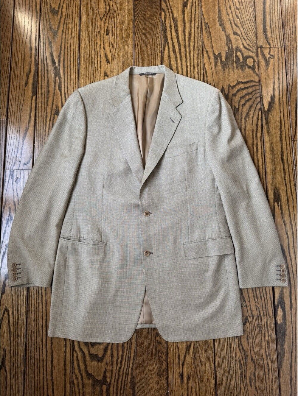 Canali Men's Wool 2 Button Suit Coat 46/Eu56 Tan Brown Made In Italy